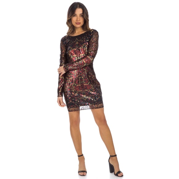 NWT Jetset Diaries Tapestry Sequin Mini Dress Holiday Party XS S - Picture 4 of 10